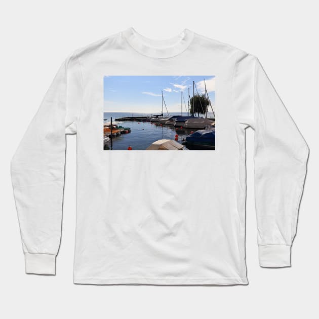 West Harbor of Hagnau - Lake Constance Long Sleeve T-Shirt by holgermader